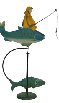 Balance Figur Der Angler auf dem Fisch