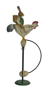 Balance Figur Osterhase auf dem Huhn